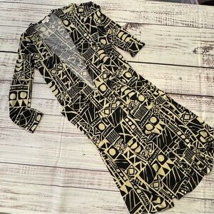 LuLaRoe Black and Cream Geometric Cardigan